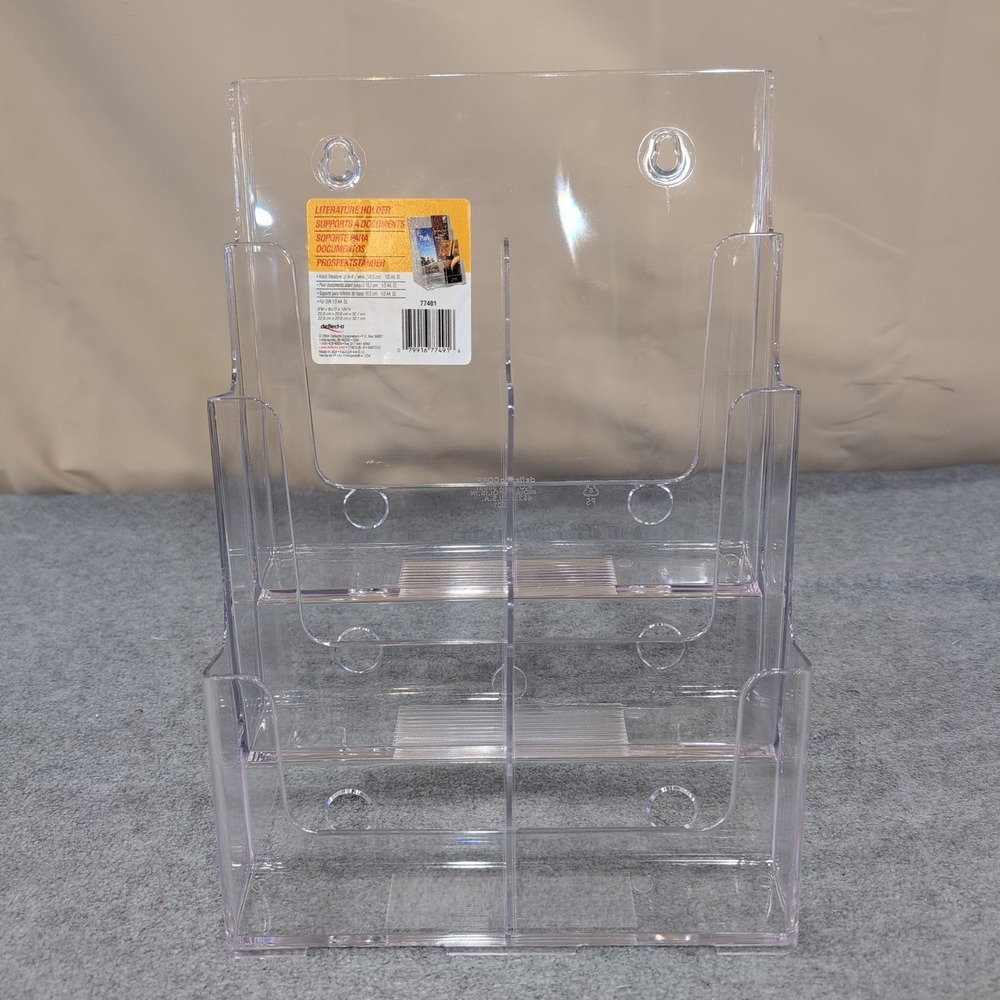 Deflecto‎ 77401 Clear Acrylic 6 Pocket Literature Display Holder Wall Mountable